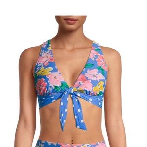 Blue Floral Triangle Swim Top